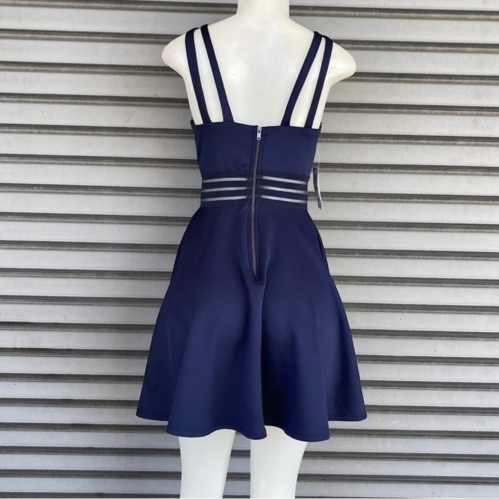 City Studio Navy Fit-and-Flare Mini Dress with Striped Waist Size 3 - Picture 10 of 11